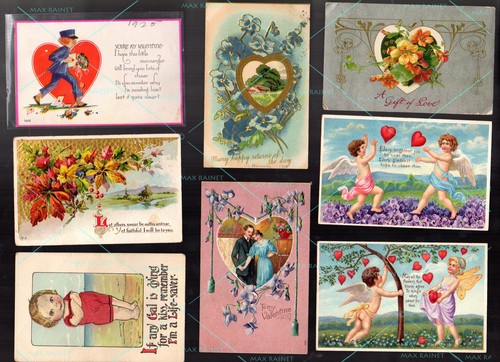 17 POSTCARD Antique Vintage VALENTINE SWEETHEART LOVE 1907-1912 1c stamp BE MINE - Picture 4 of 10