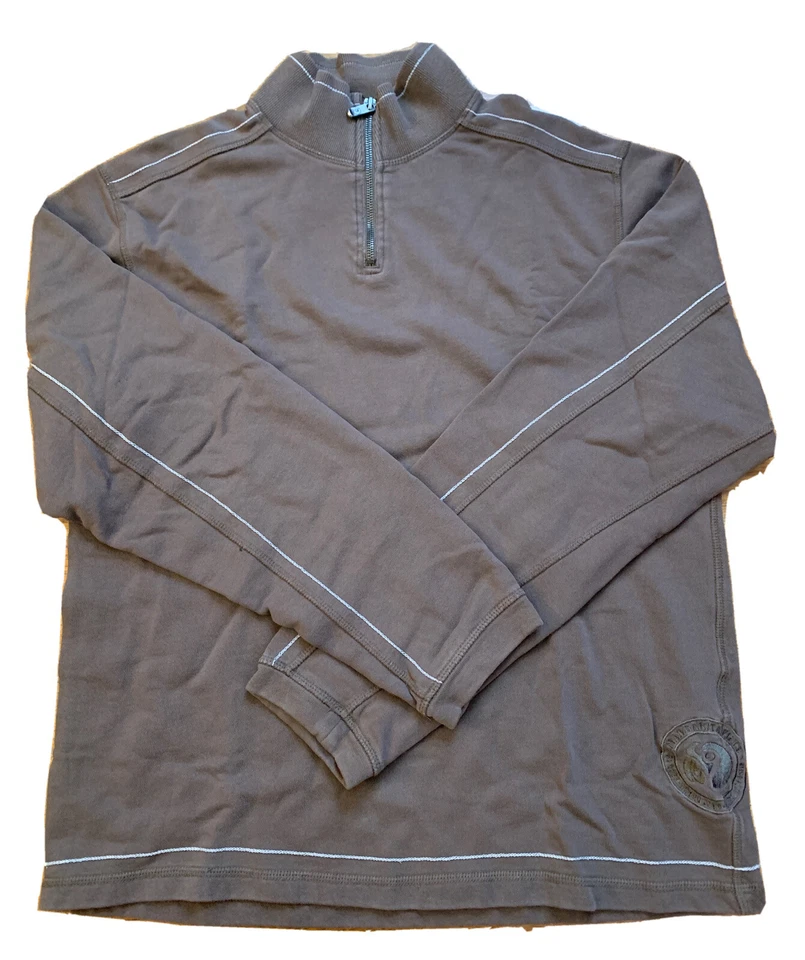Margaretville Hombres Pullover 1/4 Cremallera Ligero Sudadera Playa Marrón Mediano Foto 2 de 4