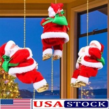 Electric Climbing Santa Claus Doll Music Christmas Tree Ornament Decor Xmas Gift