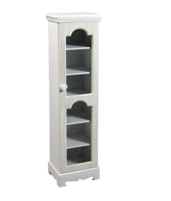 GCHOME MOBILE VETRINA VETRINETTA h100*24*20 cm LEGNO ANTA SHABBY CHIC BIANCO
