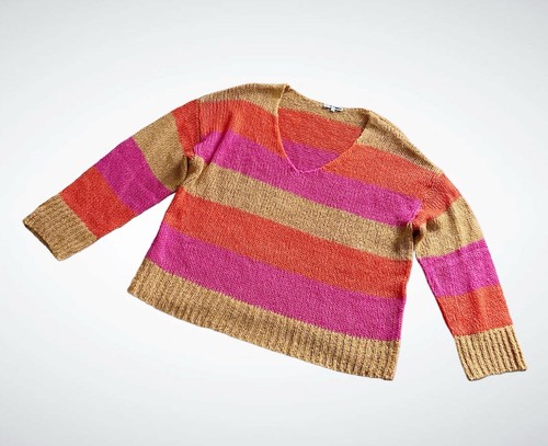 Fashion Nova Pullover Maglione a Righe Maniche Lunghe Scollo a V, Taglia L - Foto 11 di 11