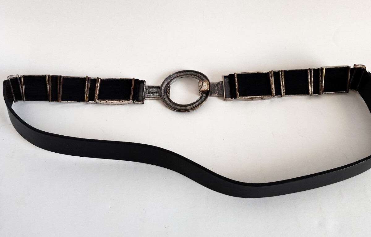 Chicos Belt Silver Black Rectangular Metal Engrav… - image 3