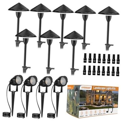  12 Pack Landscape Lighting Kit,LED Low Voltage Pathway Lights,Outdoor Wired 