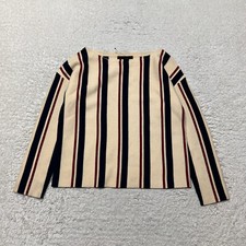 Jenni Kayne Sweater Women Extra Small Tan Cashmere Wool Pullover Striped Relaxed