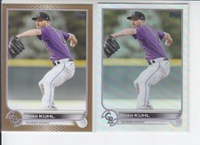 (2) 2022 Topps Update Chad Kuhl Gold /2022 + Rainbow Foil Rockies #US71