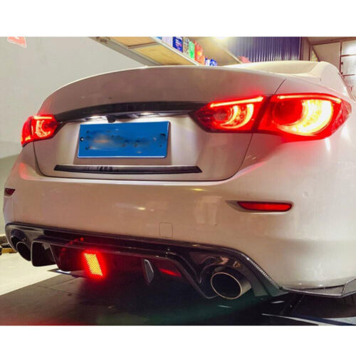 FOR 2014-2017 INFINITI Q50 REAL CARBON FIBER REAR BUMPER DIFFUSER LIP KIT W/ LED - Picture 8 of 18