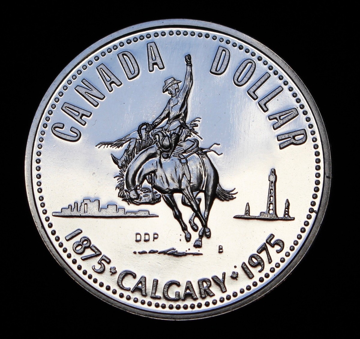 1975 CANADA DOLLAR - CALGARY STAMPEDE - ELIZABETH II - .500 SILVER