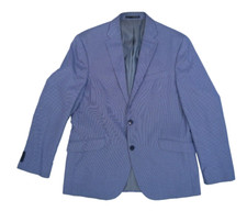 Reaction Kenneth Cole Mens Blue Sheperds Check Techni-Cole 2 Button Blazer 42R