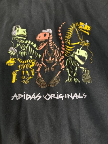 Adidas Originals Girls Hoodie Size Kids Large Rare Design Navy Dinosaurs Retro - Picture 3 of 7