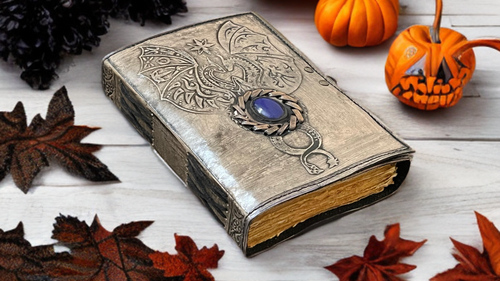 Double Dragon Leather Journal 400 Pages Spell Book of Shadows Deckle Paper - Picture 21 of 23