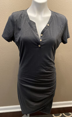 BTFBM Women V Neck Dress Loose Fit Tunic Dress NEW Size L Side Ruching￼