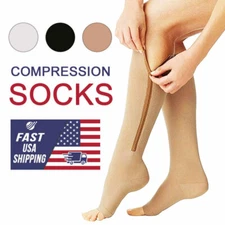 Calf Compression Sleeve Leg Support Socks Foot Fasciitis Pain Relief with Zipper