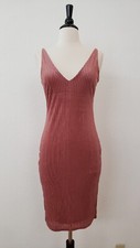 Anthropologie Dress New Size Small Bodycon Ribbed Velvet Pink Mauve Chic Sexy