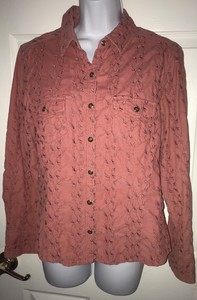 J-Jill-Western-Embroidered-Micro-Wale-Corduroy-Shirt-Snap-Up-Rodeo-Sz-MEDIUM