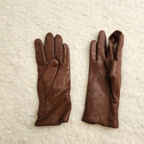 Vintage Lederhandschuhe M 100% Kaschmirfutter schokobraun altes Geld - Bild 3 von 5