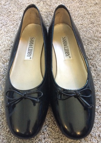 Charol Negro Sam \u0026 Libby arco Ballet Zapatos sin Taco Sin Zapatos  Zapatillas Tacón Bajo Talla 8 | eBay