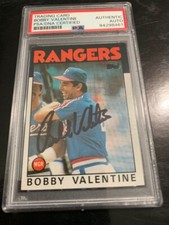 Bobby Valentine Texas Rangers autograph signed 1986 Topps baseball card PSA!