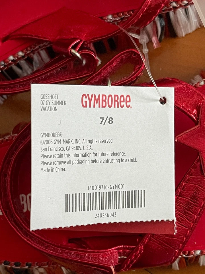 Sandalias Gymboree Niñas Pequeñas Rojo Blanco Azul Correa con Flecos 7/8 Nuevas Foto 2 de 4