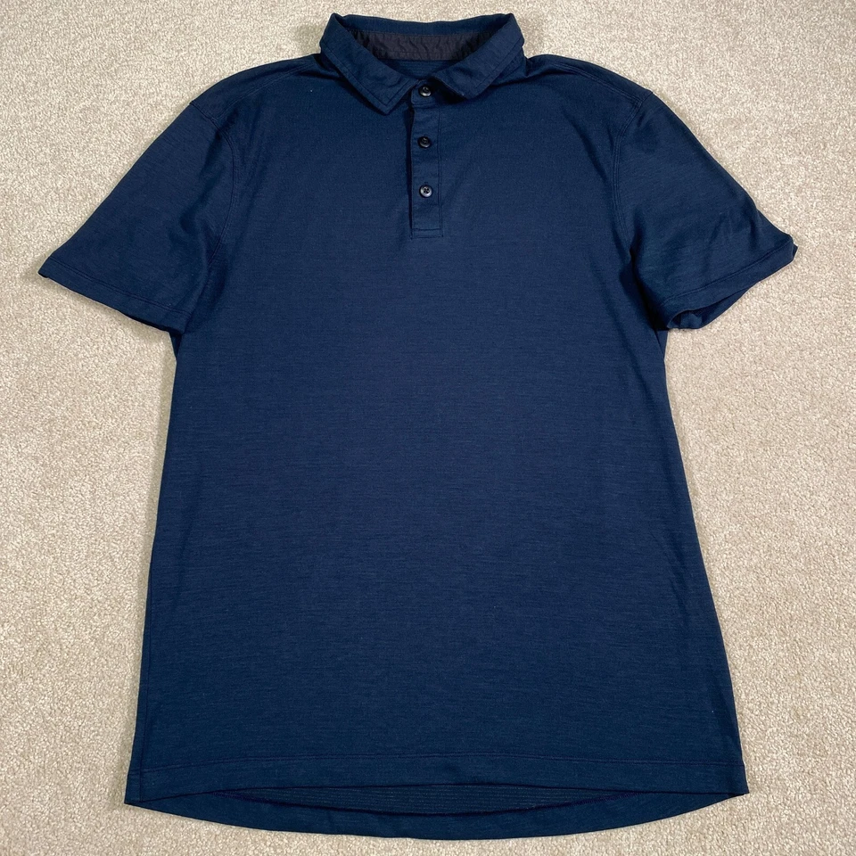 Camisa Lululemon Hombres Pequeña Azul Polo Atlético Gimnasio Entrenamiento Correr Activo Suave Golf Foto 2 de 4