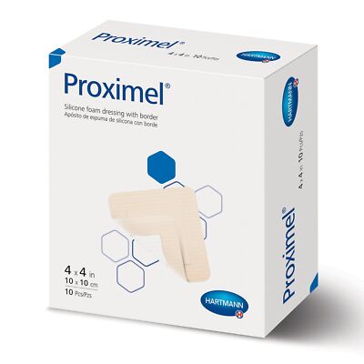 Proximel Basic Bordered Foam Dressing 4'' x 4'' BX of 10