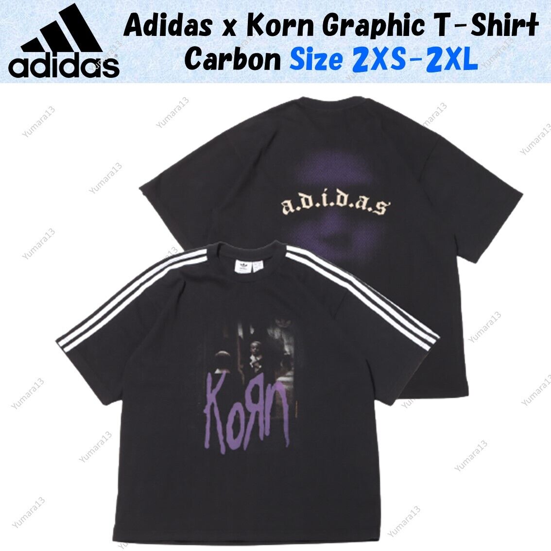 Adidas x Korn Graphic T-Shirt Carbon IN9099 Size 2XS-2XL Brand New