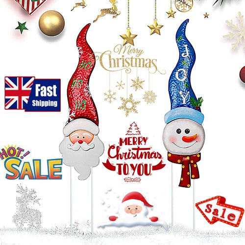 Christmas Yard Sign Cute Santa Claus Snowman Garden Decor Outdoor Stake Decor KH - Picture 2 of 17