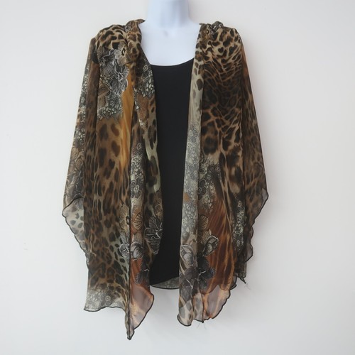 Sara Michelle Cardigan Top 2 in 1 Size 2X Leopard Print Flowy Artsy Chiffon