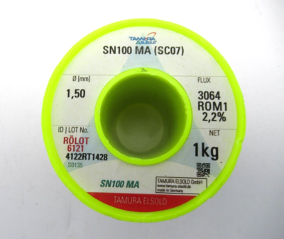 SOLDA　FLUOR 100% Tamura Elsold SN100 MA (SC07) Solder Wire 1 kg Spool Flux 3064