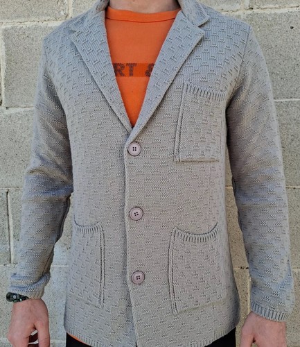CARDIGAN UOMO GIACCA MISTO LANA SARTORIALE MOTIVO LINKS MADE IN ITALY 100% - Picture 9 of 21