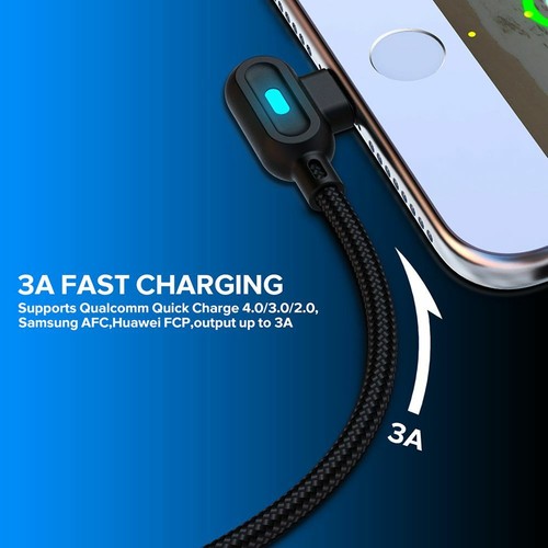 Right Angle Charger Wire Micro USB Type C Cable Data Cable Fast Charging Cable - Zdjęcie 11 z 14