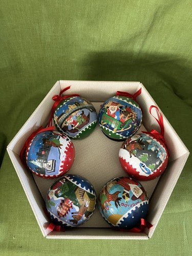 POTTERY BARN Santa Around the World~CHRISTMAS Ornament Boxed Collection Set of 6 - Picture 3 of 5