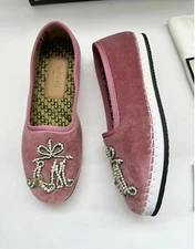 GUCCI Velvet Pink loafer Shoes size 35.5