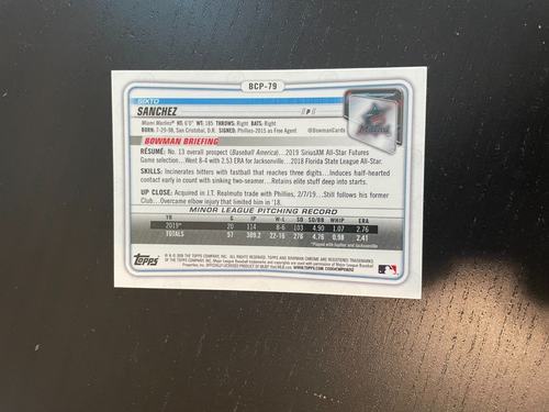 2020 Bowman Chrome Prospects #BCP79 Sixto Sanchez - Picture 2 of 2