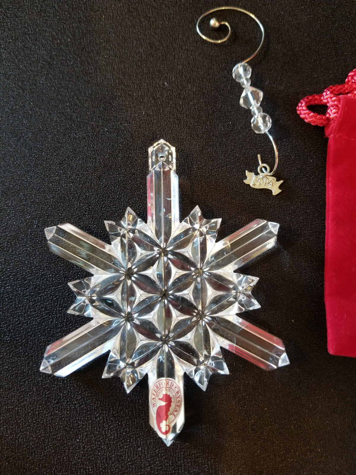 WATERFORD CRYSTAL 2004 SNOW CRYSTALS SNOWFLAKE ORNAMENT 1ST edition  RARE  NEW