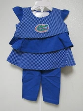 NCAA Florida Gators Logo on 2pc Ruffle Shirt and Pants Set Two Feet Ahead 