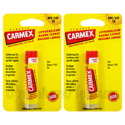 2 x Carmex Classic Click Stick Lippenbalsam LSF 15 Feuchtigkeitsspendend 4,9ml/0,16oz Hergestellt in den USA