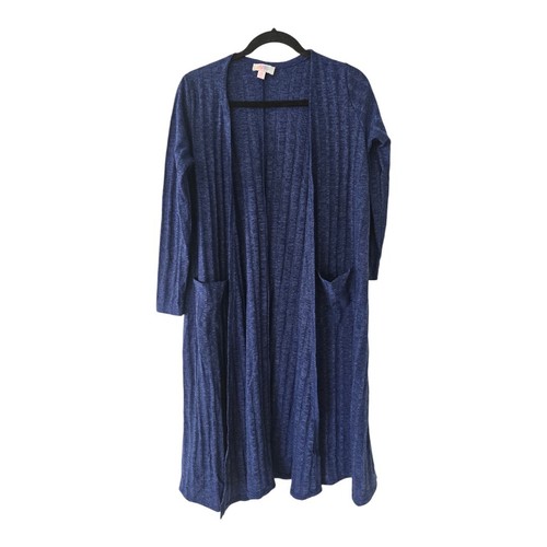 Cardigan Long Gilet Femme LuLaRoe Joy Duster - Taille S - Motif Floral Bleu Et Violet - Occasion TB