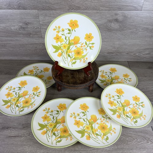 Lote de 7 placas de melamina florales vintage de color dorado hechas en EE. UU. - Imagen 9 de 9