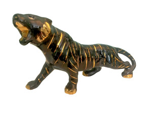 Vintage MCM Ceramic Black & Gold Panther Tiger 12"