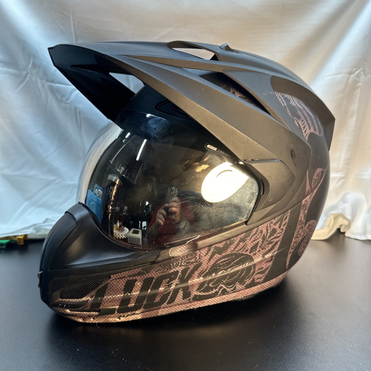 hardluck helmet icon LS2 Bagger Hard Luck Matte Black / Large and a zip ICON Airmada Hard Luck Helmet