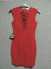 Rare London Lace Up Bodycon Dress Wine Size Small RRP £35 LN019 HH 05
