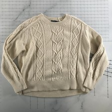 Polo Ralph Lauren Sweater Mens Large White Cable Knit Crewneck Pullover