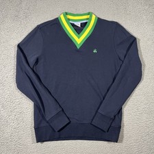 VTG Brooks Brothers Men Sz S Tennis Sweatshirt Navy Blue Green Yellow