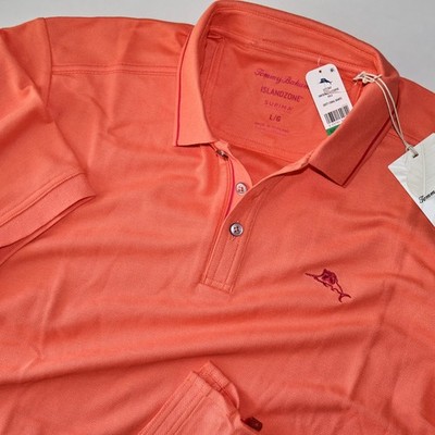 Tommy Bahama Polo Shirt Emfielder Clubhouse Pique Orange SS Extra Large XL