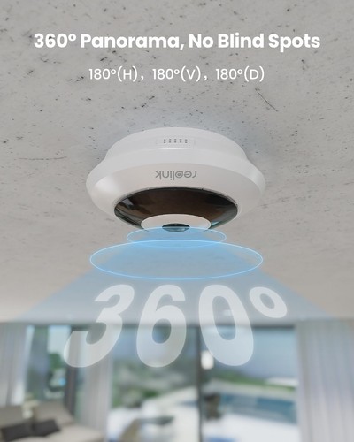 WiFi Security Fisheye Camera, 2K+ 6MP 360° Panorama, 2.4/5GHz WiFi Indoor Wir... - Picture 2 of 7