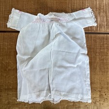Vintage Handmade Doll Gown White Smocked Embroidered Lace Trim Christening