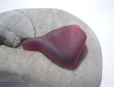 Sea Glass, Beautiful Thick Dark Red with a Pressed Pattern