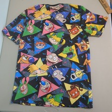 Nickelodeon AOP All over graphics Shirt Rugrats Ren  Stimpy Hey Arnold Mens M