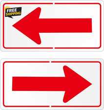 2Pack Red Arrow Directional Signs 12x6in Aluminum Reflective Road Street Sign