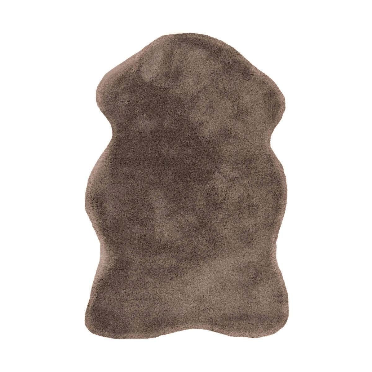Tapis de luxe en fausse fourrure Rabbit taupe 60x90cm aux finitions soignées